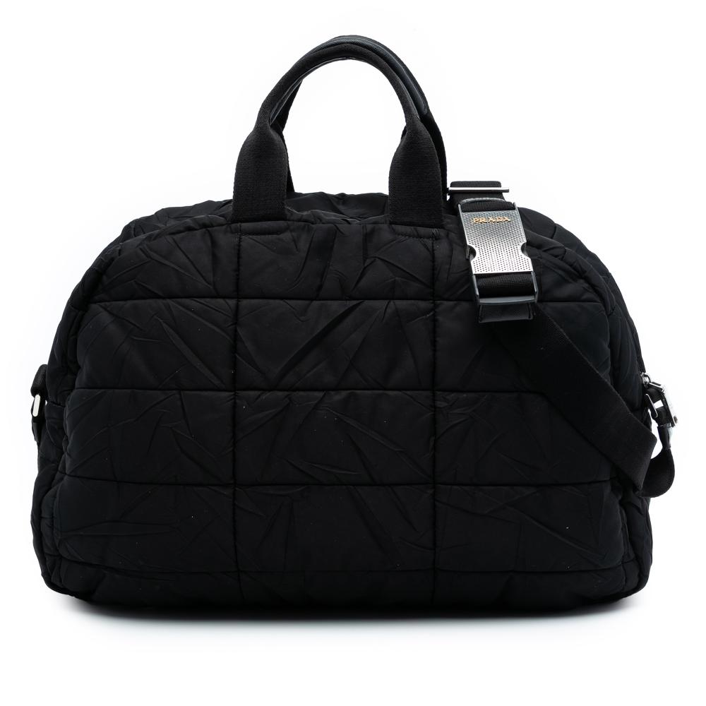 Prada B Prada Black Nylon Fabric Tessuto Bomber Travel Bag Italy