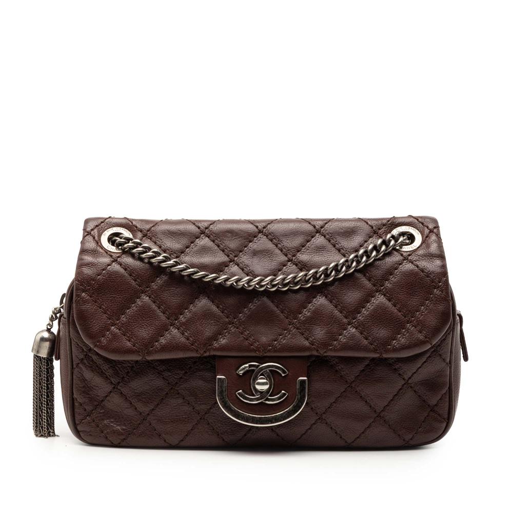 Chanel B Chanel Red Bordeaux Calf Leather Paris Edinburgh Medium skin Coco Sporran Flap Italy