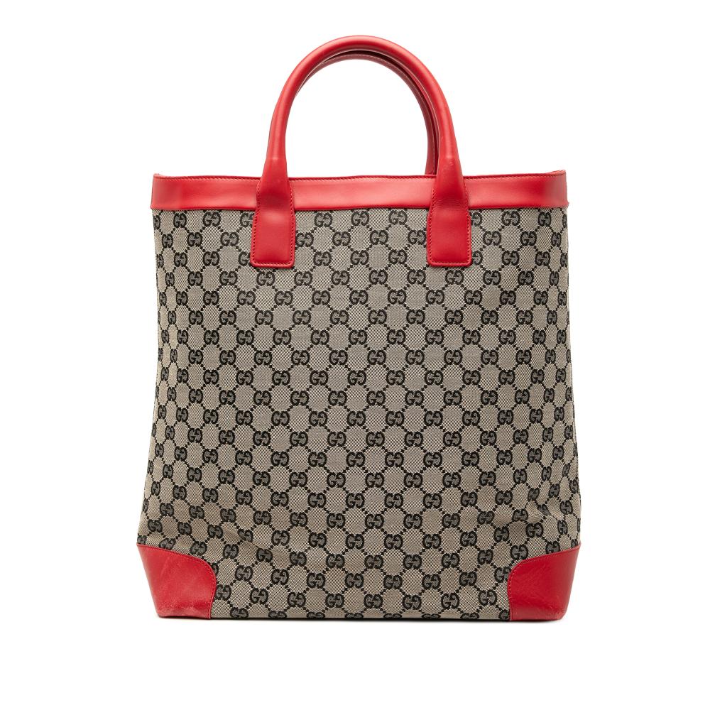 Gucci B Gucci Gray Canvas Fabric GG Tote Italy
