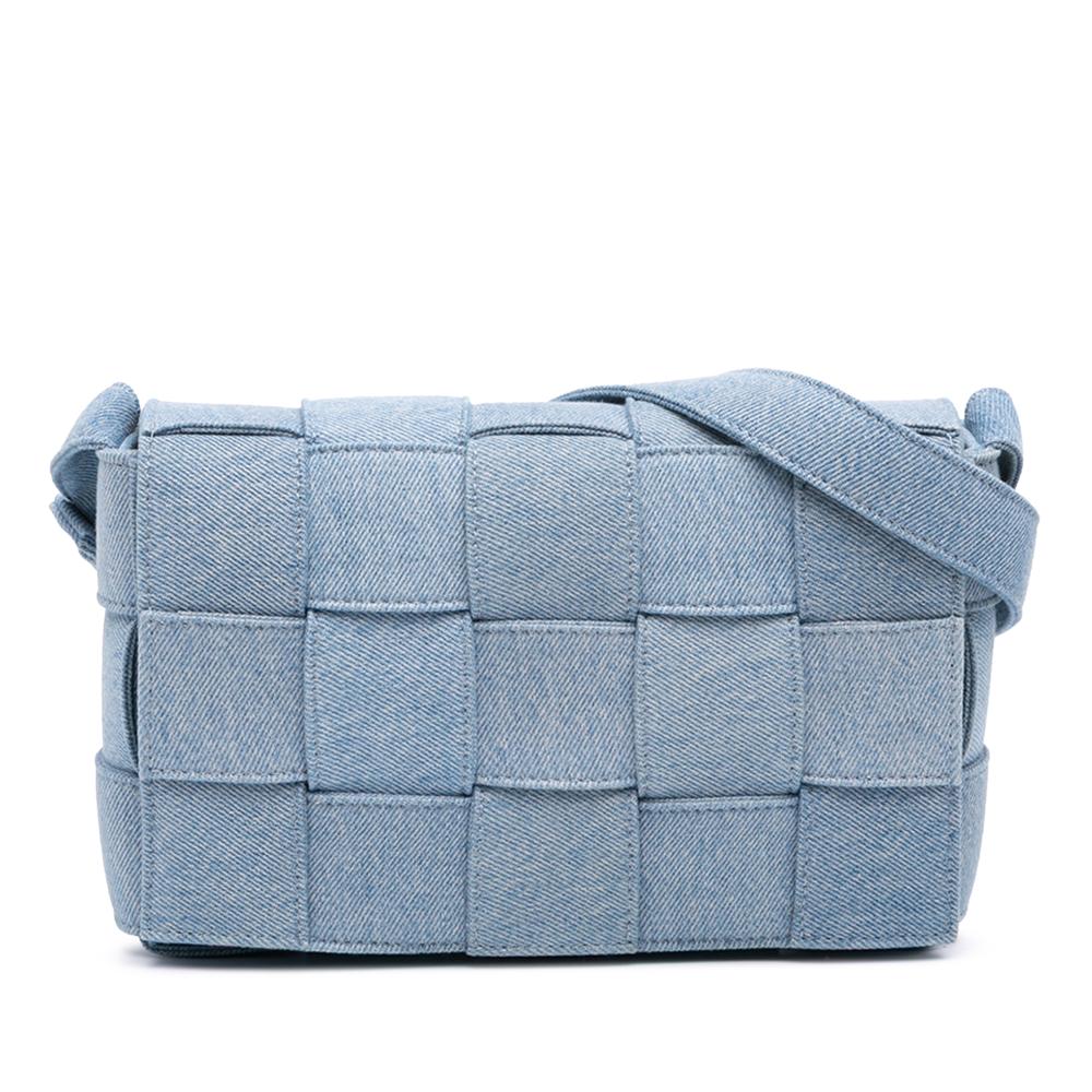 Bottega Veneta AB Bottega Veneta Blue Denim Denim Fabric Intrecciato Cassette Crossbody Italy
