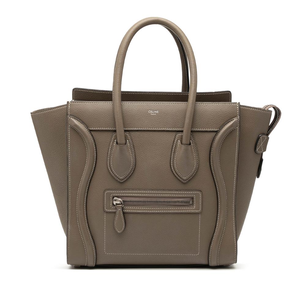Celine B Celine Brown Taupe Calf Leather Micro Luggage Tote Italy