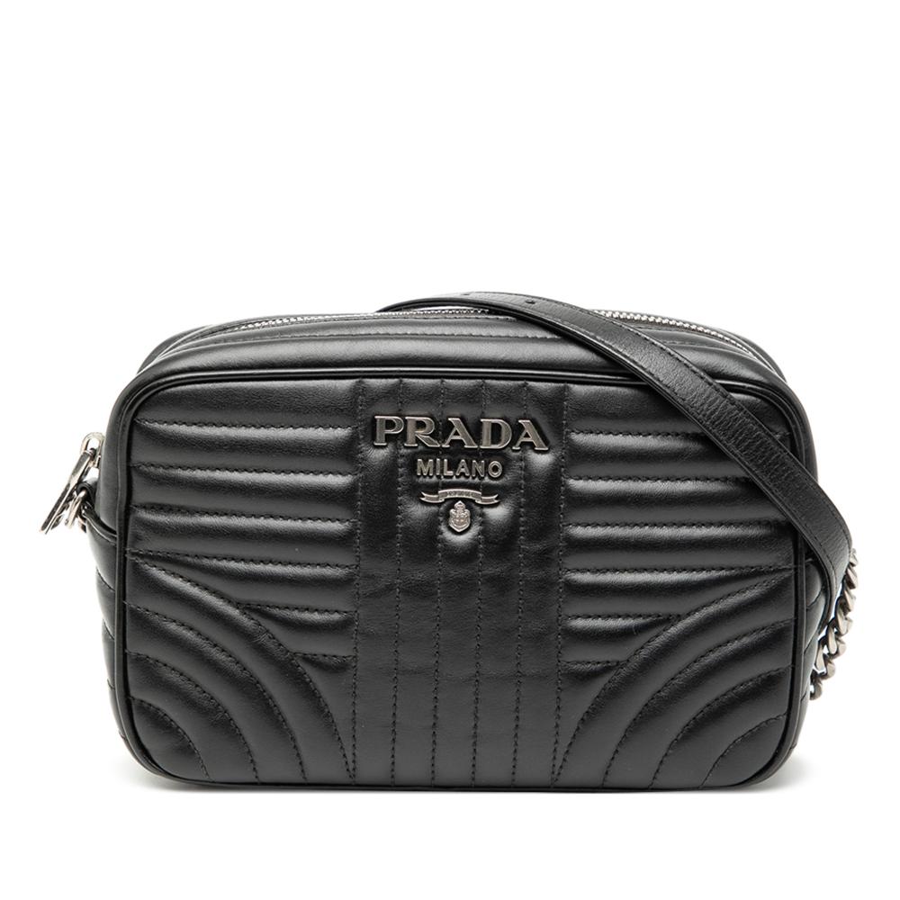 Prada B Prada Black Calf Leather Soft skin Diagramme Camera Bag Italy