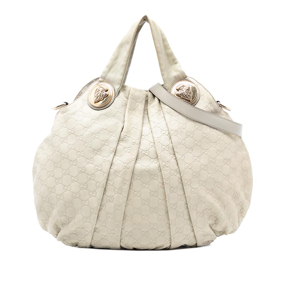 Gucci B Gucci White Calf Leather Large Guccissima Hysteria Satchel Italy