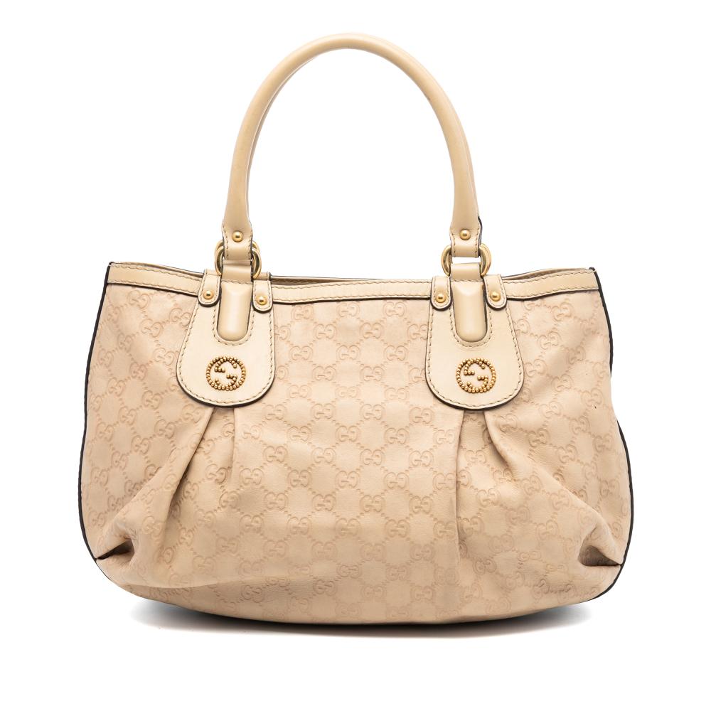 Gucci AB Gucci Brown Beige Calf Leather Guccissima Scarlett Tote Italy