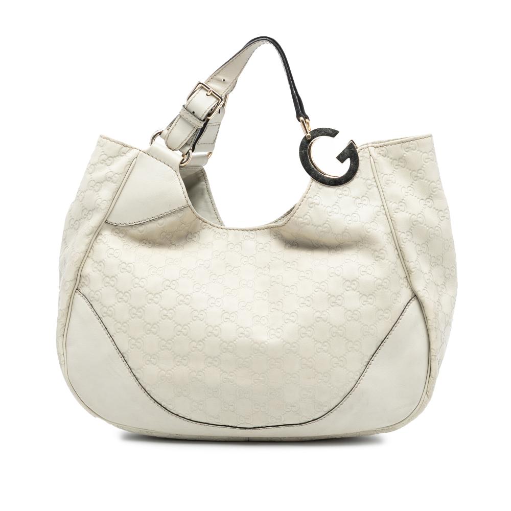 Gucci B Gucci White Calf Leather Large Guccissima Charlotte Tote Italy