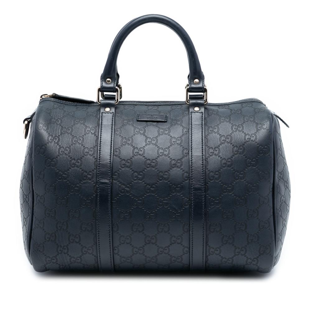 Gucci B Gucci Black Calf Leather Medium Guccissima Joy Boston Bag Italy