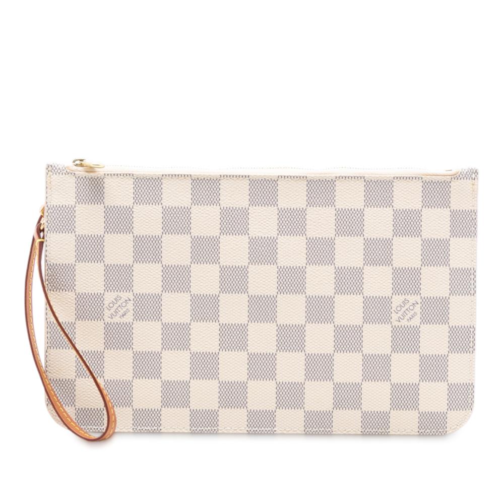 Louis Vuitton AB Louis Vuitton White Damier Canvas Fabric Damier Azur Neverfull MM Pouch France