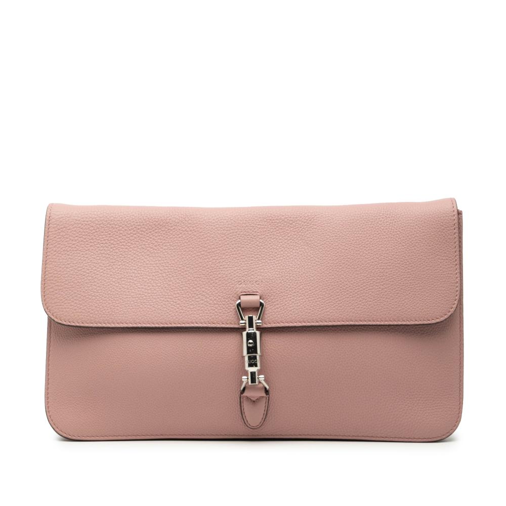 Gucci AB Gucci Pink Calf Leather Pebbled skin Soft Jackie Clutch Italy