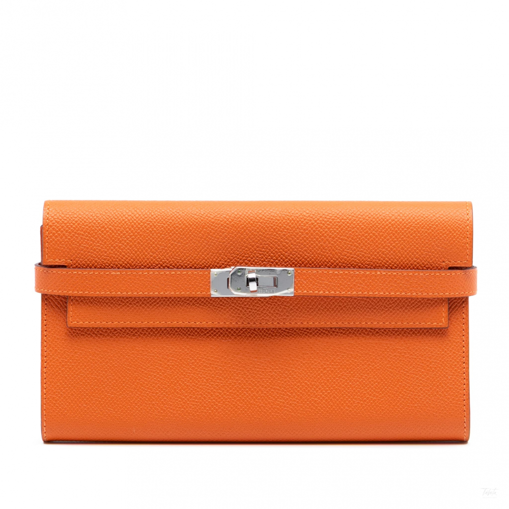 Hermès Kelly Epsom Leather Long Wallet Orange