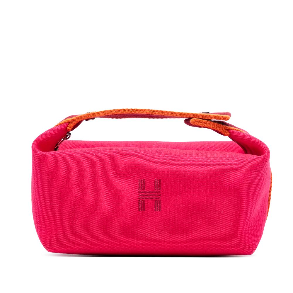 Hermès AB Hermès Pink Hot Pink with Red Dark Red Canvas Fabric Small Toile Bride A Brac Case France
