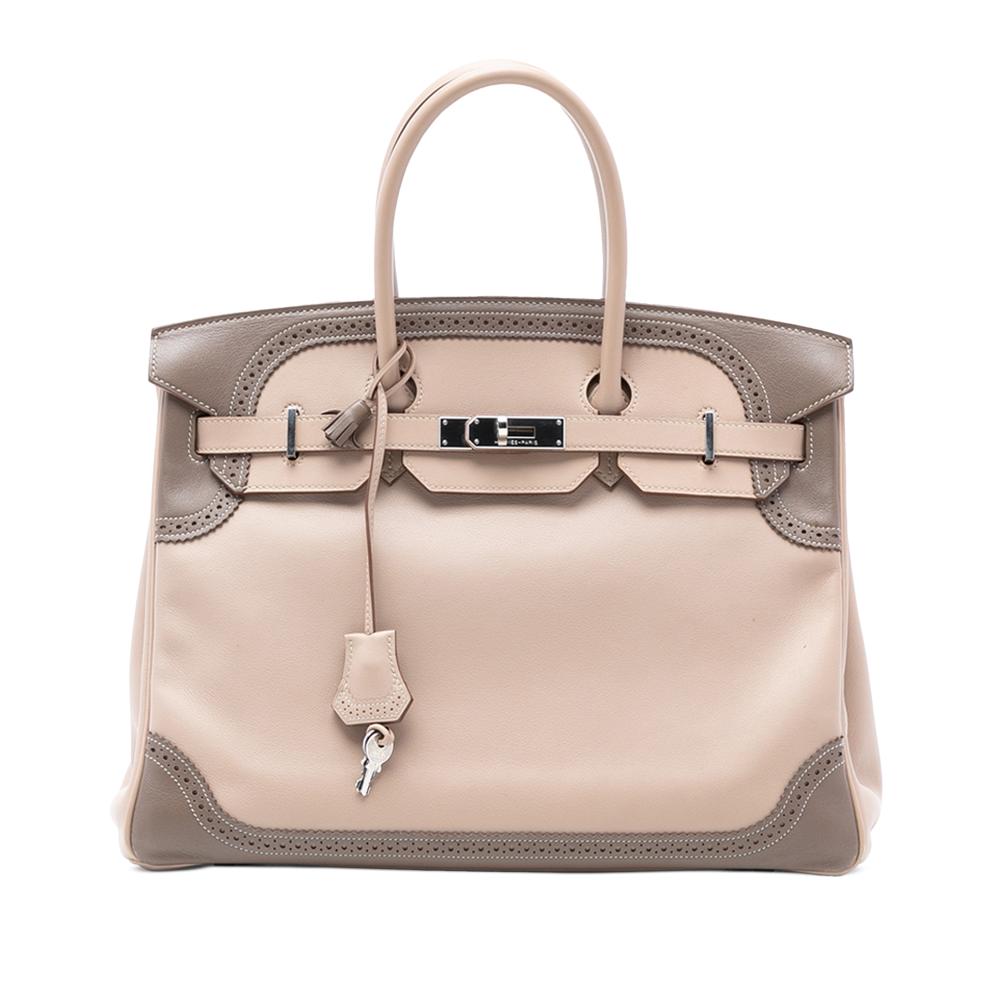 Hermès AB Hermès Brown Beige Canvas Fabric Swift Ghillies Birkin Retourne 35 France