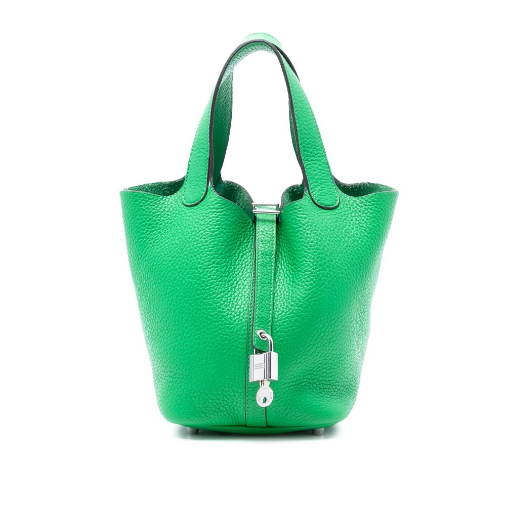 Hermès AB Hermès Green Calf Leather Clemence Picotin Lock 18 France