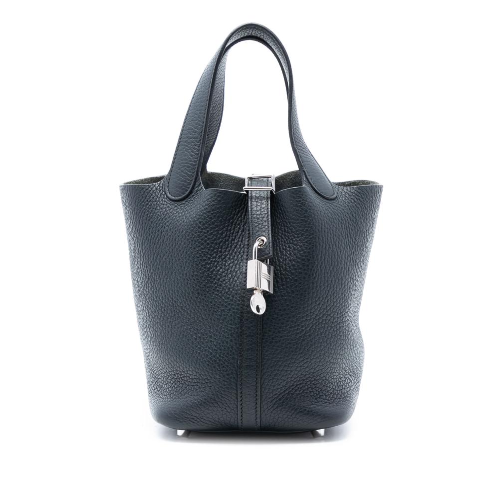 Hermès AB Hermès Blue Navy Calf Leather Clemence Picotin Lock 18 France