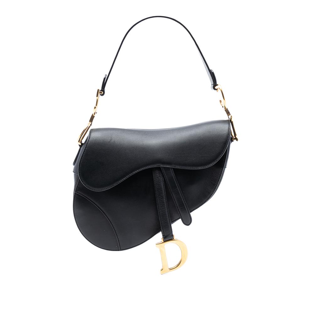 Christian Dior B Dior Black Calf Leather Smooth skin Saddle Bag Italy