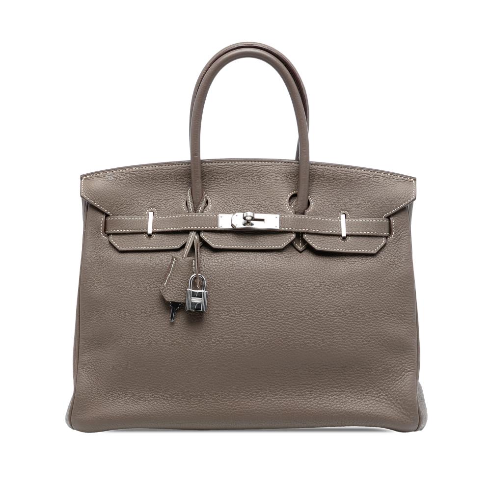 Hermès B Hermès Brown Taupe Calf Leather Togo Birkin Retourne 35 France