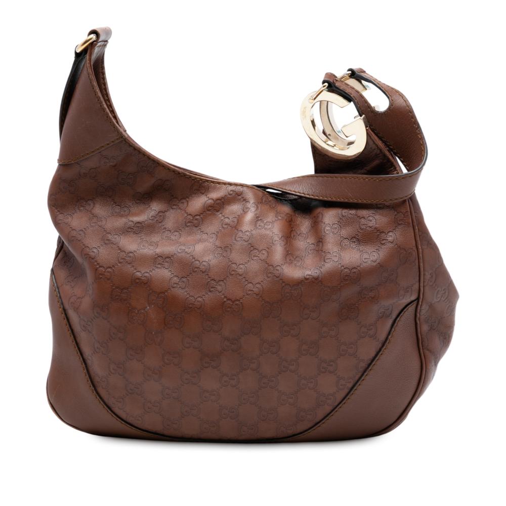 Gucci AB Gucci Brown Dark Brown Calf Leather Guccissima Charlotte Crossbody Italy