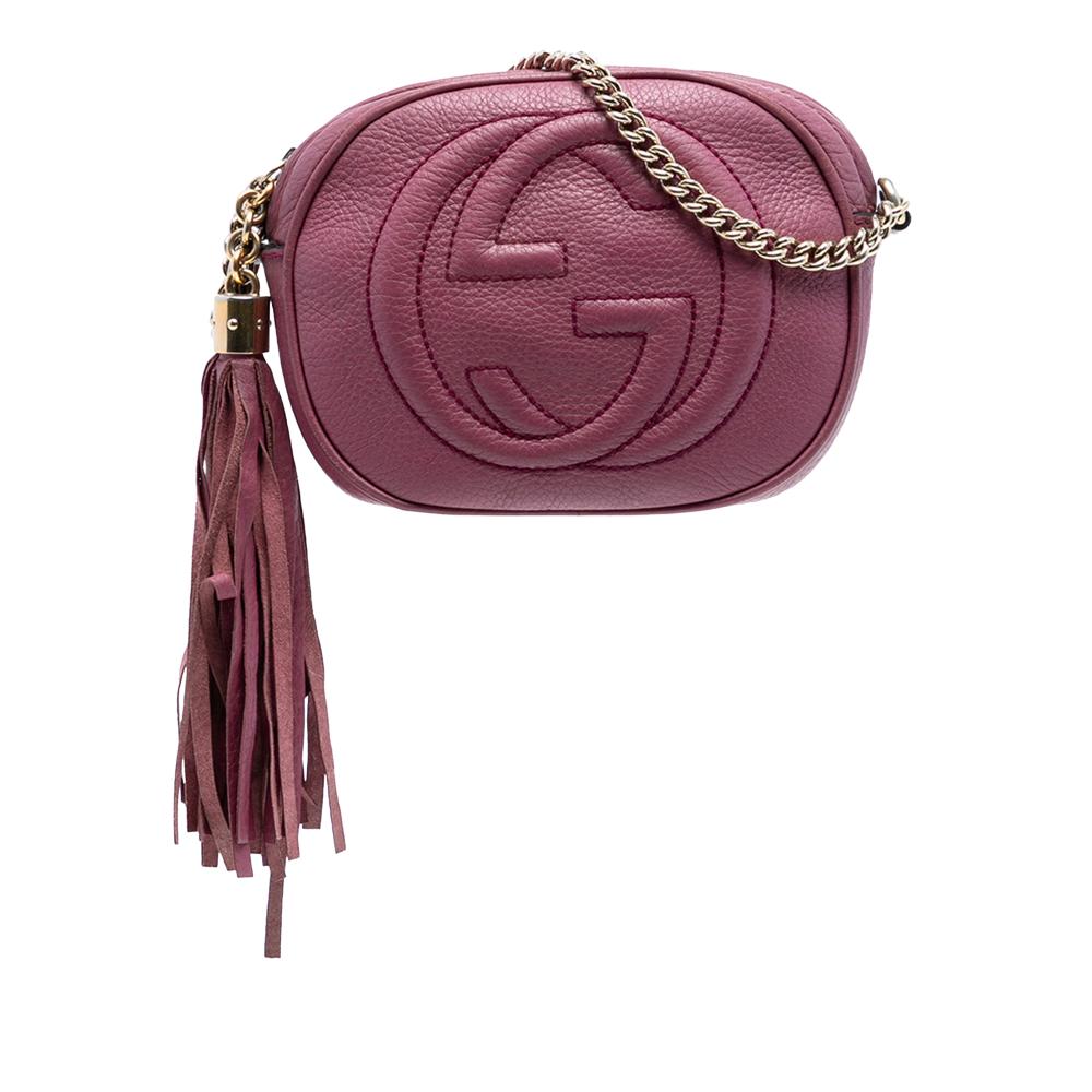 Gucci B Gucci Pink Dark Pink Calf Leather Mini Pebbled skin Soho Chain Crossbody Italy