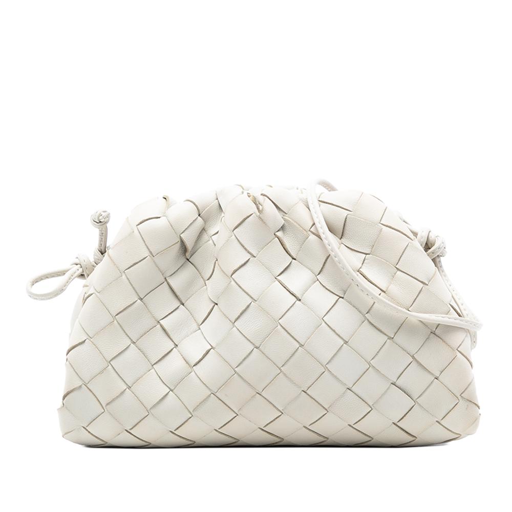 Bottega Veneta White Nappa Intrecciato The Mini Pouch Crossbody Italy