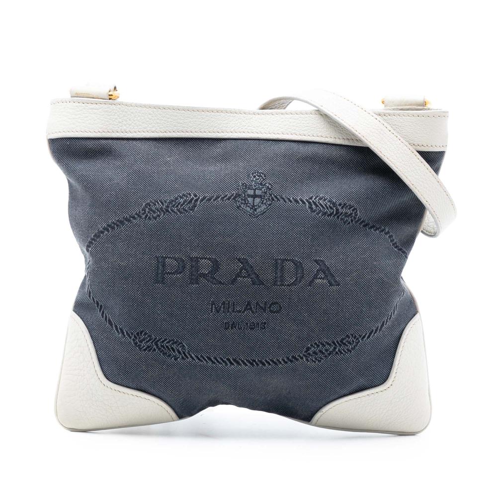 Prada B Prada Blue Denim Canvas Fabric Canapa Logo Crossbody Turkey