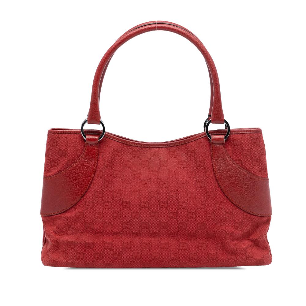 Gucci B Gucci Red Canvas Fabric GG Tote Italy
