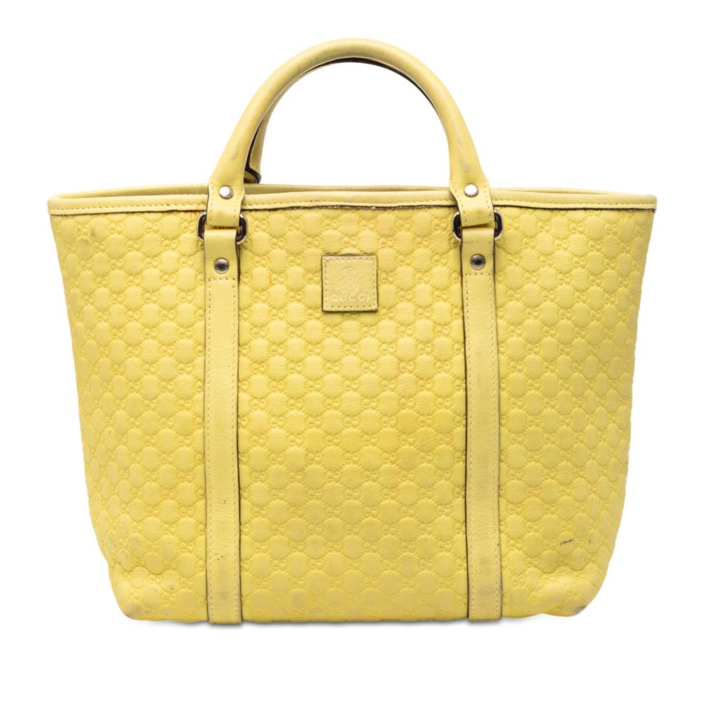 Gucci B Gucci Yellow Calf Leather Guccissima Tote Italy