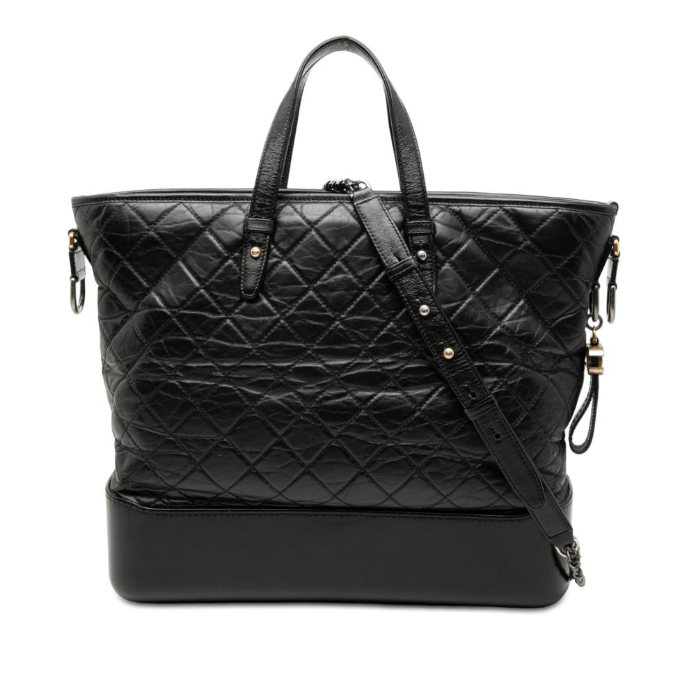 Chanel B Chanel Black Calf Leather Large Aged skin Gabrielle Shopping Tote Italy