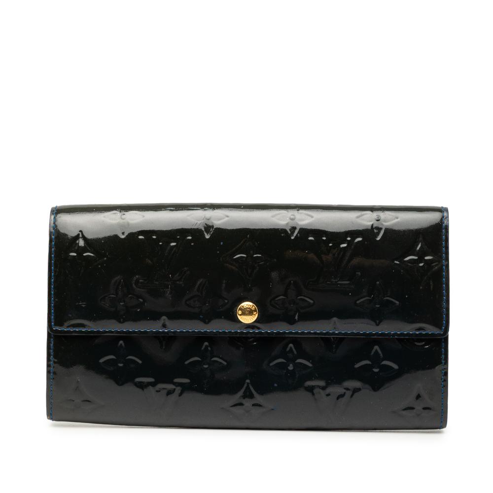 Louis Vuitton B Louis Vuitton Blue Navy Vernis Leather Leather Monogram Vernis Sarah Wallet France