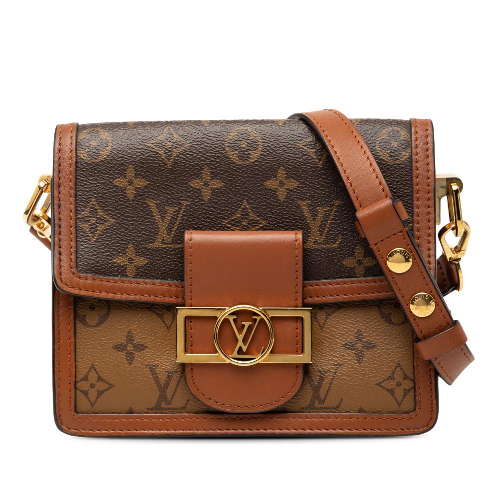 Louis Vuitton B Louis Vuitton Brown Monogram Canvas Fabric Monogram Reverse Mini Dauphine Italy
