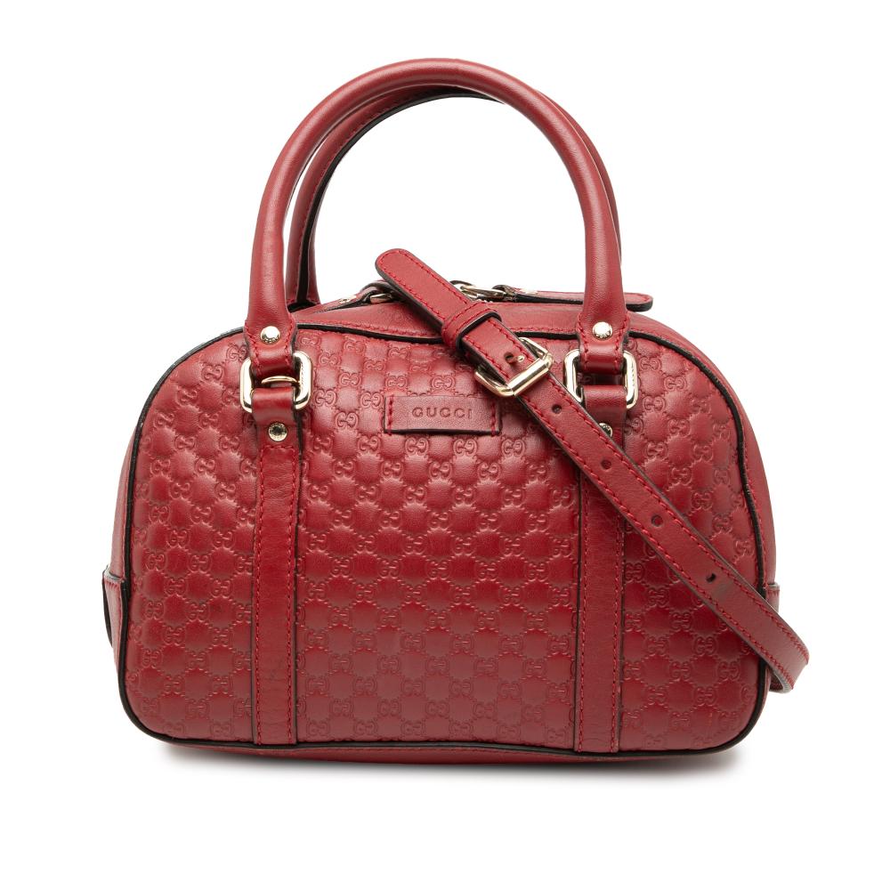 Gucci B Gucci Red Calf Leather Small Microguccissima Bree Satchel Italy