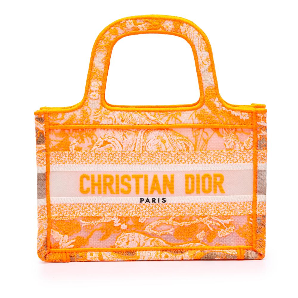 Christian Dior AB Dior Orange Canvas Fabric Mini Embroidered Dioriviera Toile De Jouy Book Tote Italy