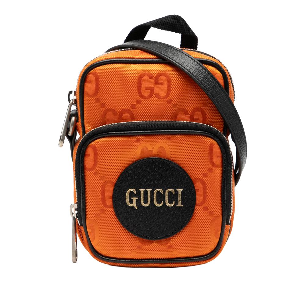 Gucci AB Gucci Orange Nylon Fabric Mini GG Off The Grid Satchel Italy