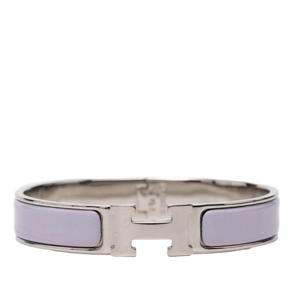Hermès B Hermès Purple Light Purple with Silver Enamel Other Clic H Bracelet GM France