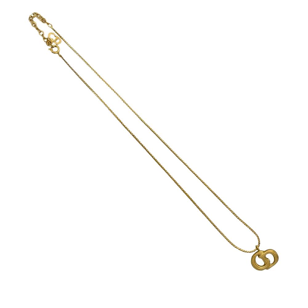Christian Dior AB Dior Gold Gold Plated Metal CD Logo Pendant Necklace France