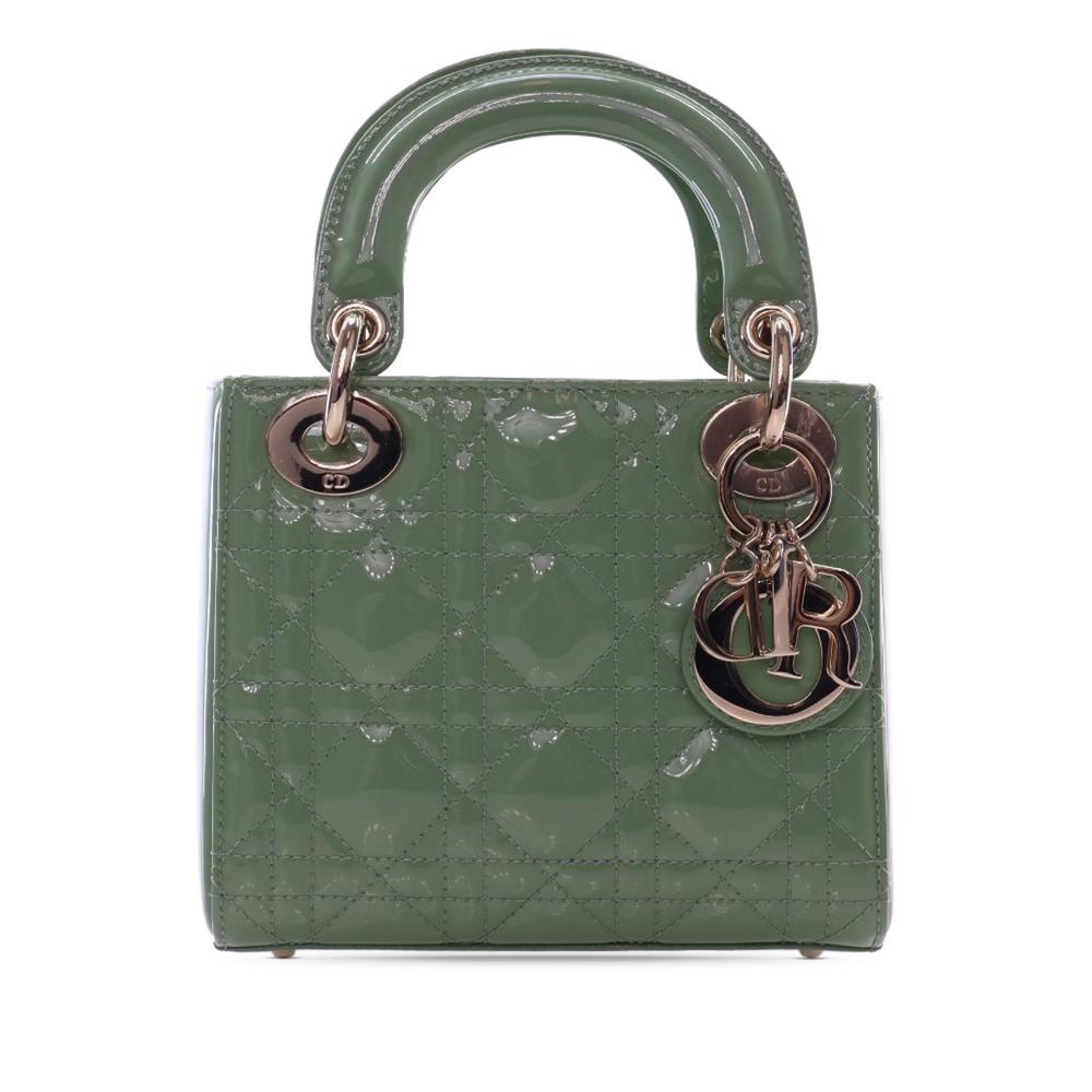Christian Dior AB Dior Green Patent Leather Leather Mini Patent Cannage Lady Dior France