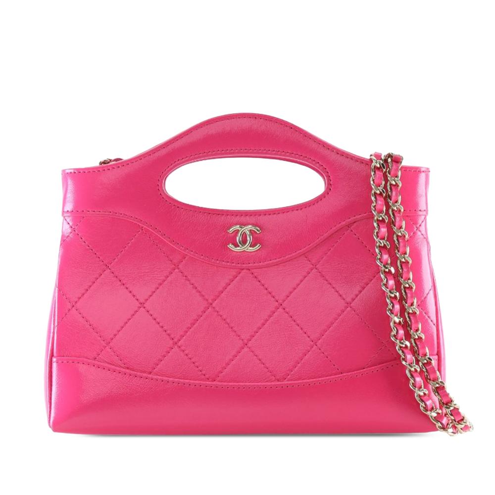 Chanel AB Chanel Pink Hot Pink Calf Leather Nano Shiny Aged skin 31 Shopping Bag France