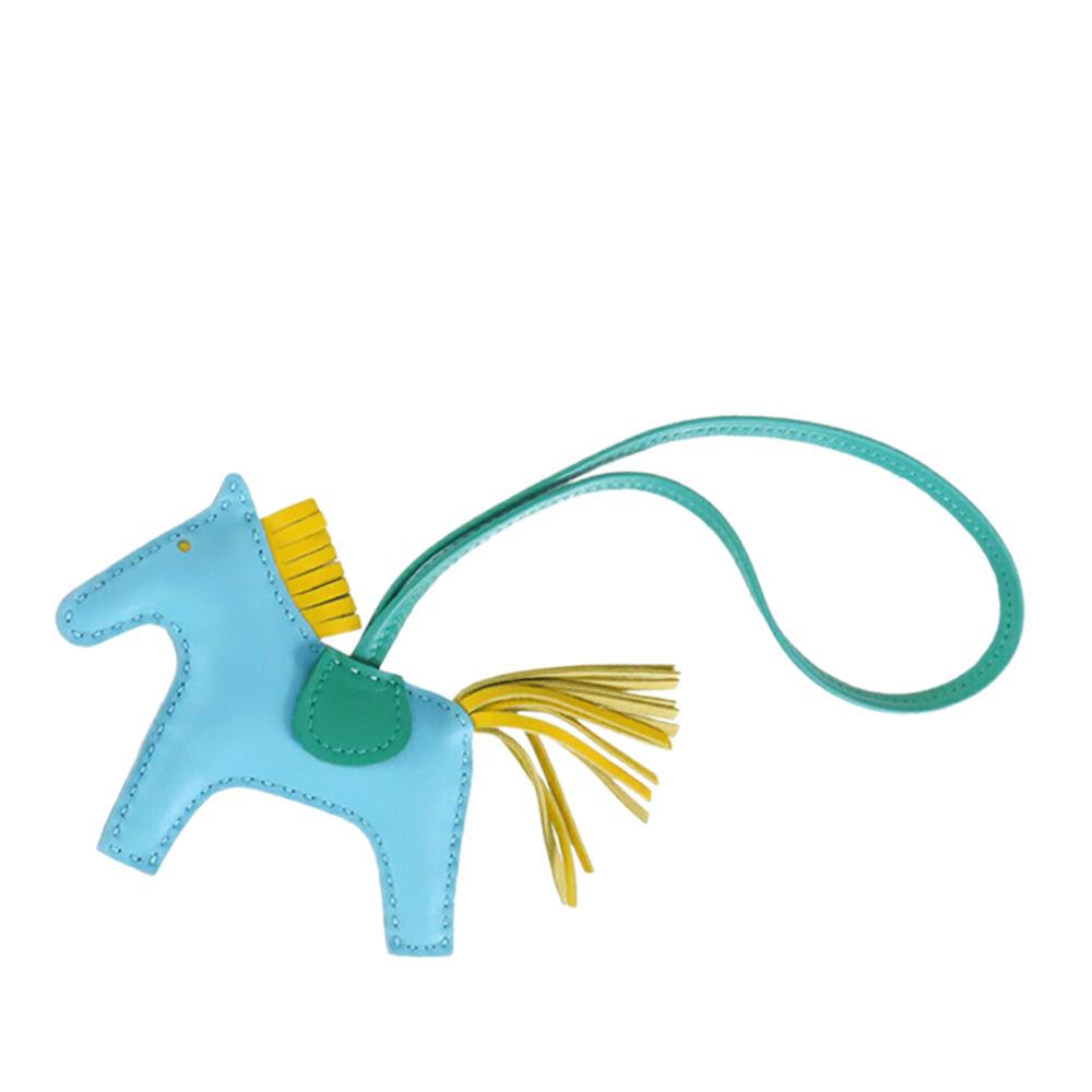 Hermès Blue Milo Lambskin and Swift Grigri Rodeo Pegase Bag Charm PM France