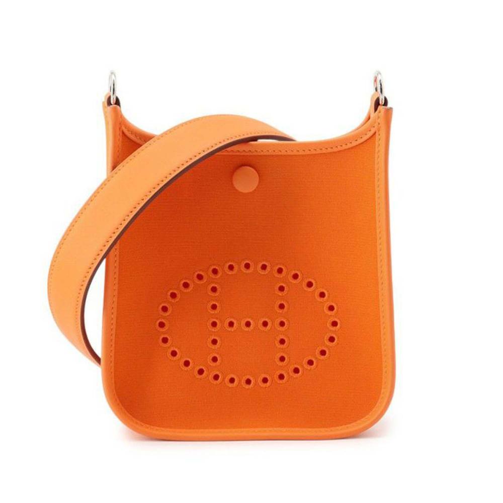 Hermès AB Hermès Orange Canvas Fabric Toile Officier and Swift Neo Evelyne 16 France