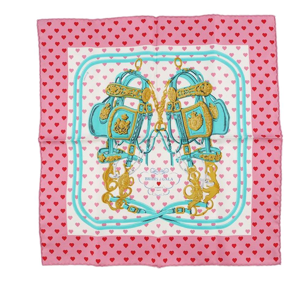 Hermès AB Hermès Pink with Multi Silk Fabric Brides de Gala Love Scarf France
