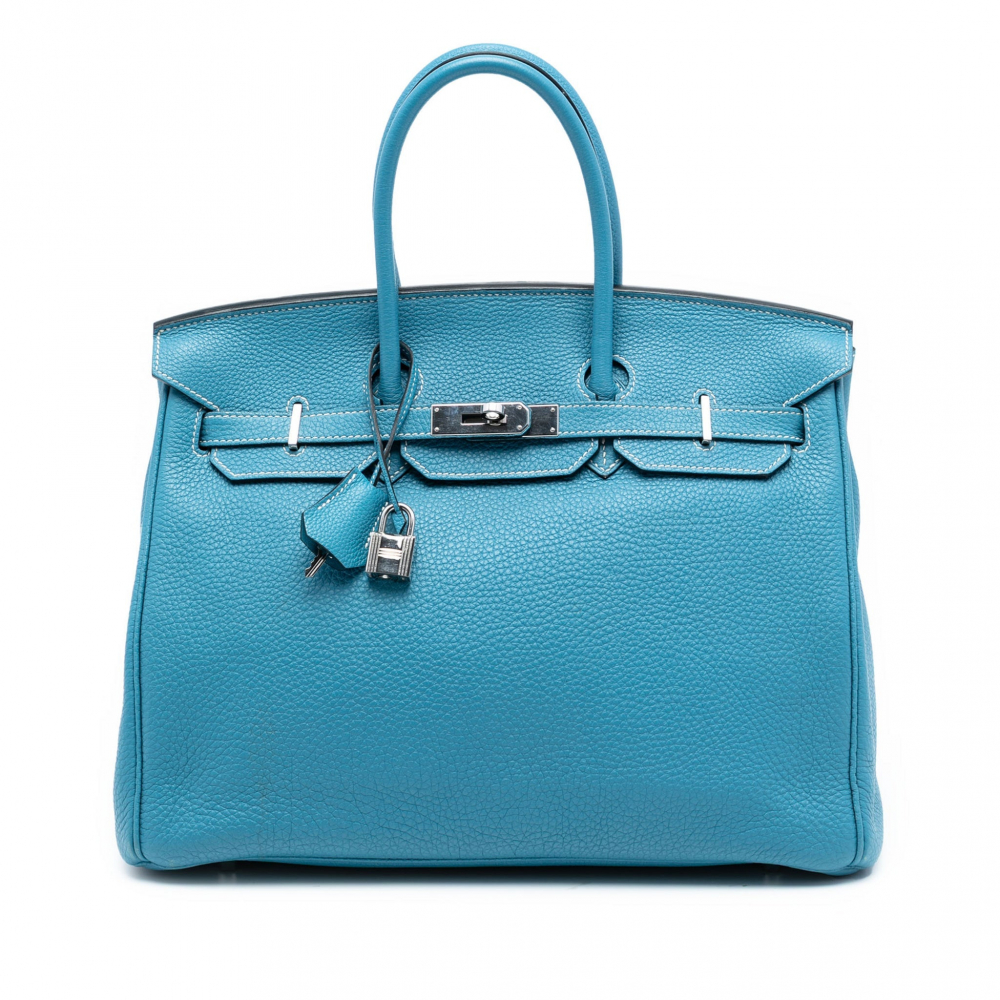 Hermès Birkin 35 Togo Leather Top-handle Bag Blue Jean