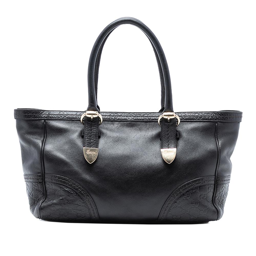 Gucci B Gucci Black Calf Leather Signoria Tote Italy