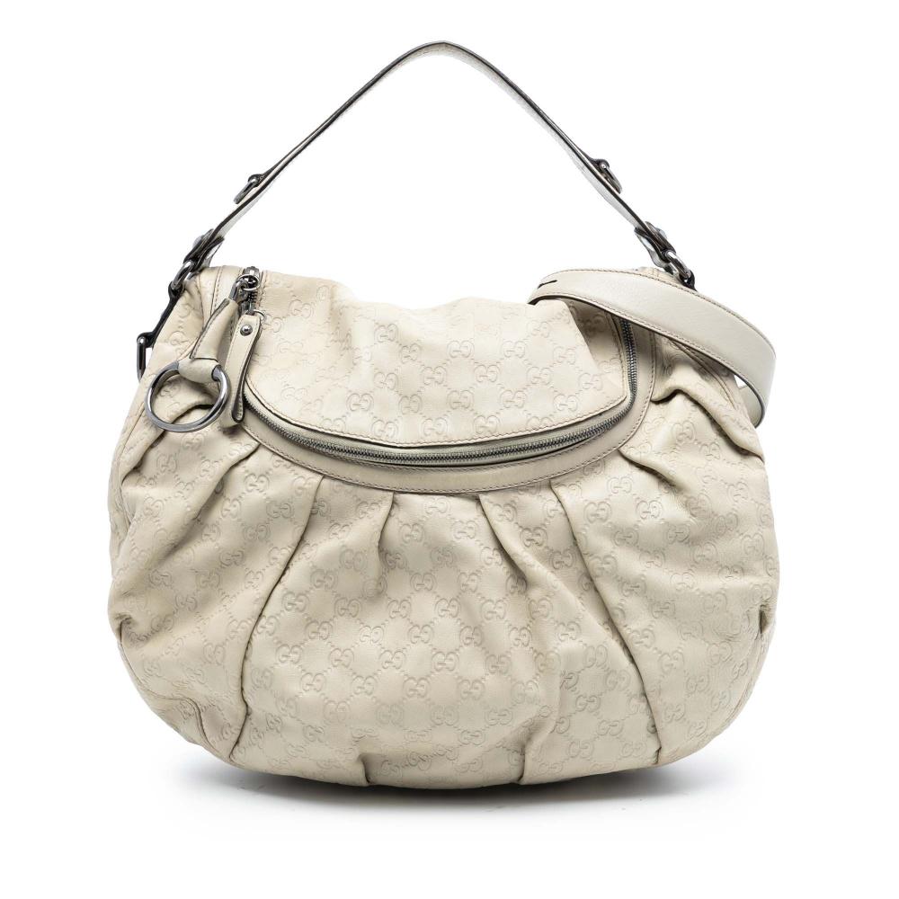 Gucci B Gucci White Calf Leather Guccissima Icon Bit Satchel Italy