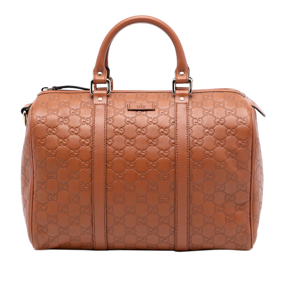 Gucci AB Gucci Brown Calf Leather Medium Guccissima Joy Boston Bag Italy