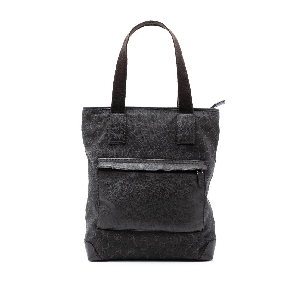 Gucci B Gucci Brown Dark Brown Denim Fabric GG Tote Italy