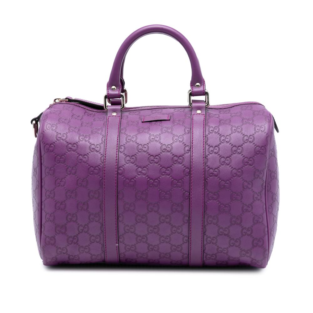 Gucci B Gucci Purple Calf Leather Medium Guccissima Joy Boston Bag Italy