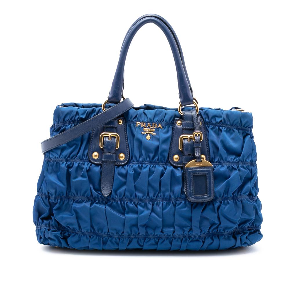Prada B Prada Blue Nylon Fabric Tessuto Gaufre Satchel Turkey