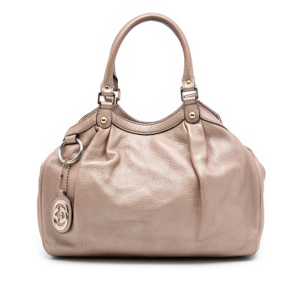 Gucci B Gucci Pink Rose Gold Calf Leather Medium skin Sukey Tote Italy