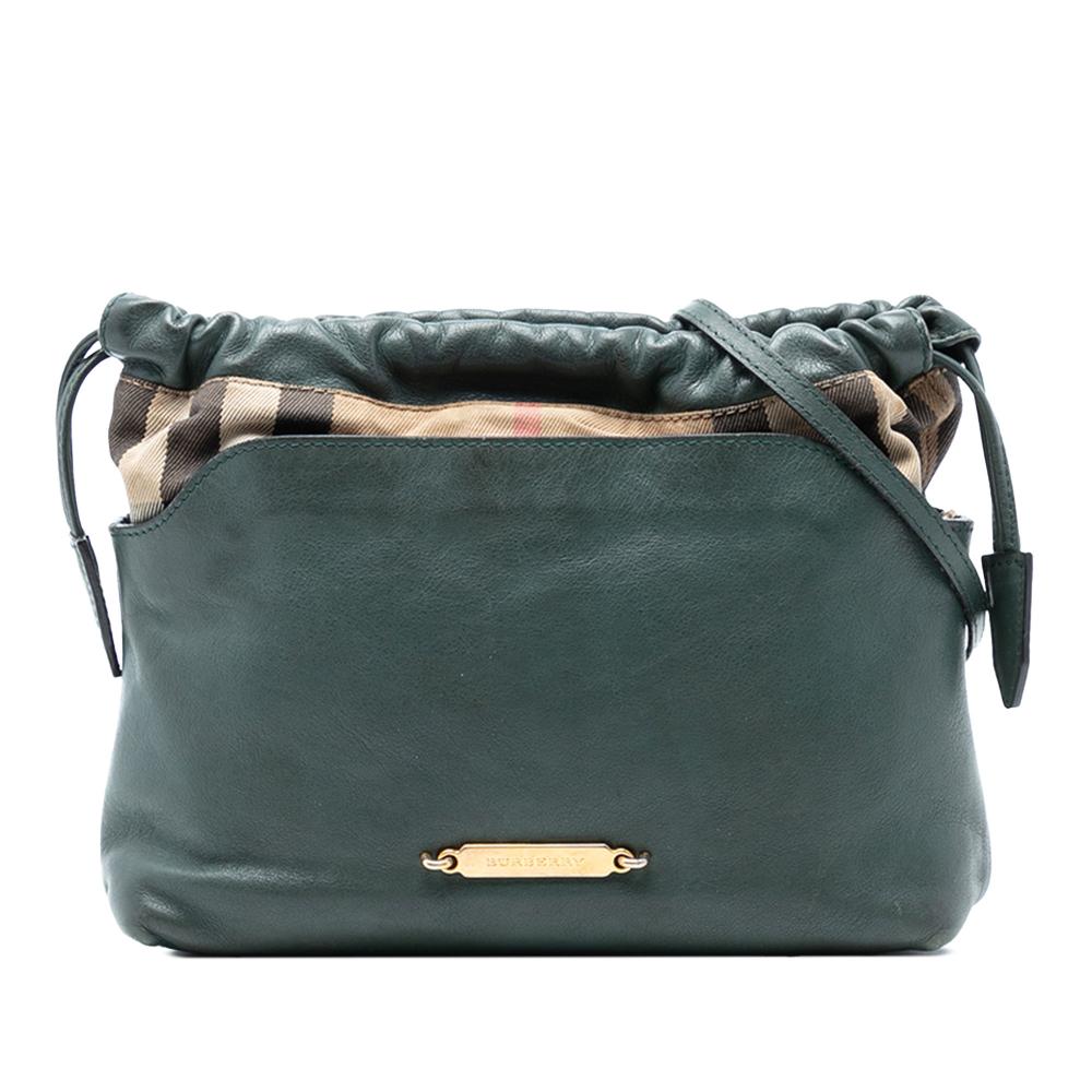 Burberry B Burberry Green Dark Green Calf Leather House Check Canvas and skin Little Crush Crossbody Italy