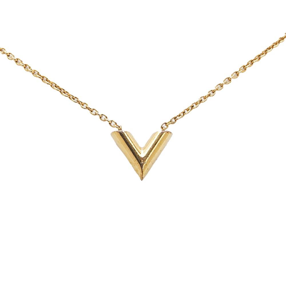 Louis Vuitton B Louis Vuitton Gold Gold Plated Metal Essential V Necklace Italy