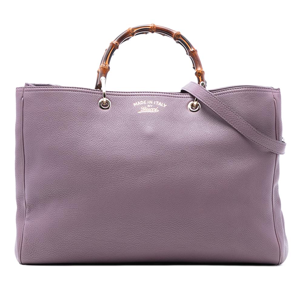 Gucci AB Gucci Purple Calf Leather Large skin Bamboo Shopper Satchel Italy