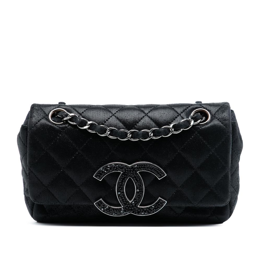 Chanel AB Chanel Black Caviar Leather Leather Iridescent Caviar Crystal CC Wallet On Chain France